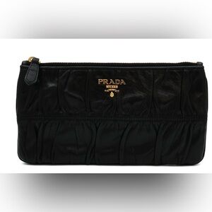 Prada Black Gathered Leather Pouch